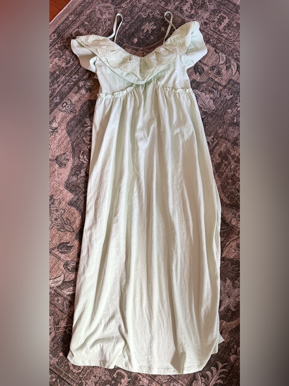 Zara Pale Mint Eyelet Maxi Dress